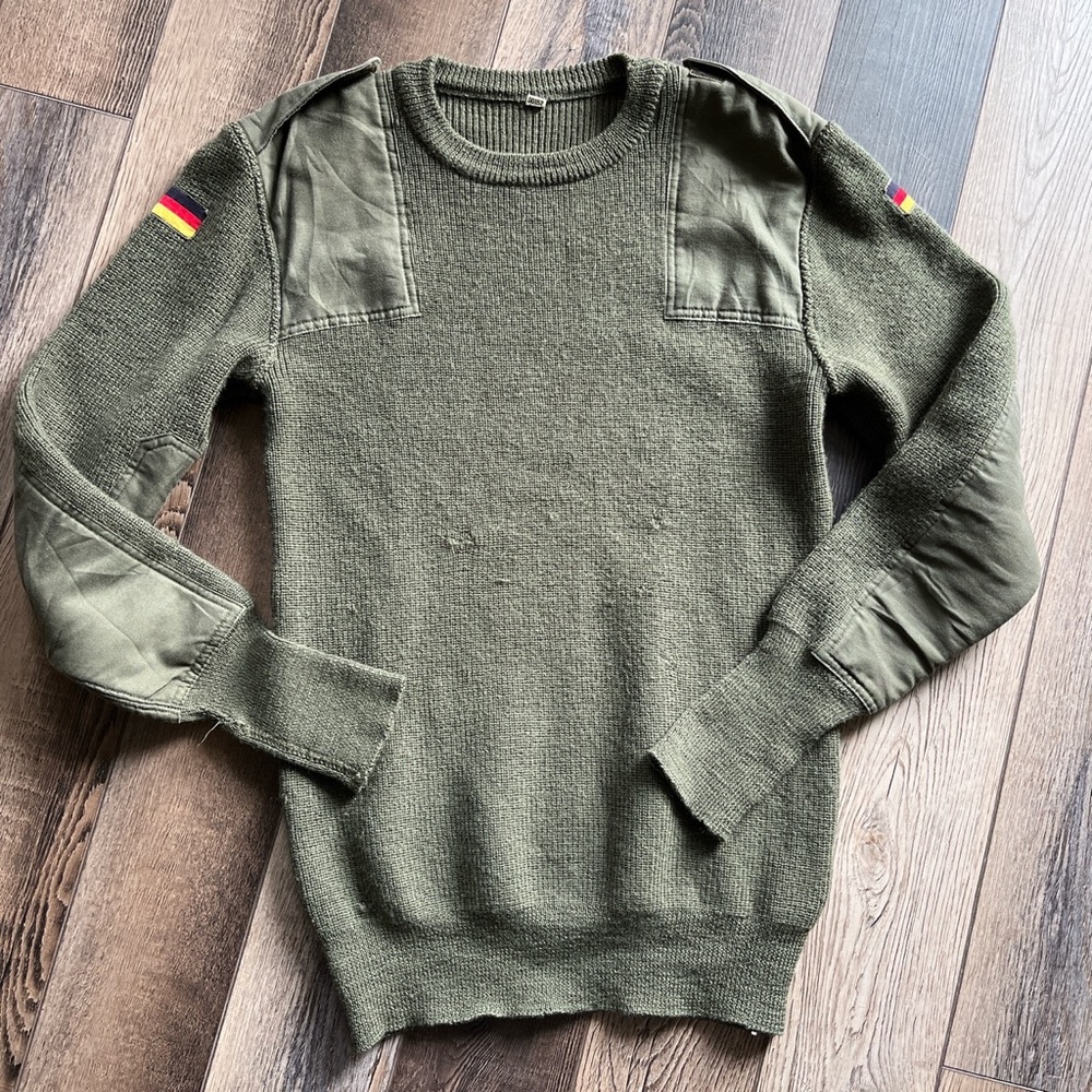 Vintage Army Green Knit Military Sweater